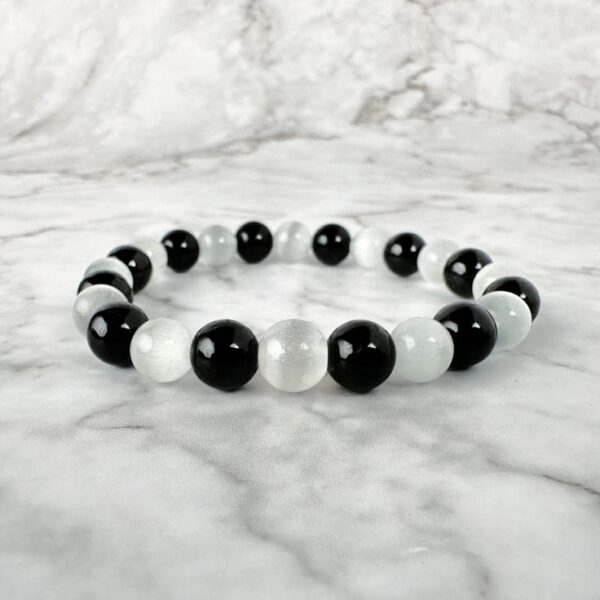 Black Termouline and selenite bracelet - Image 2
