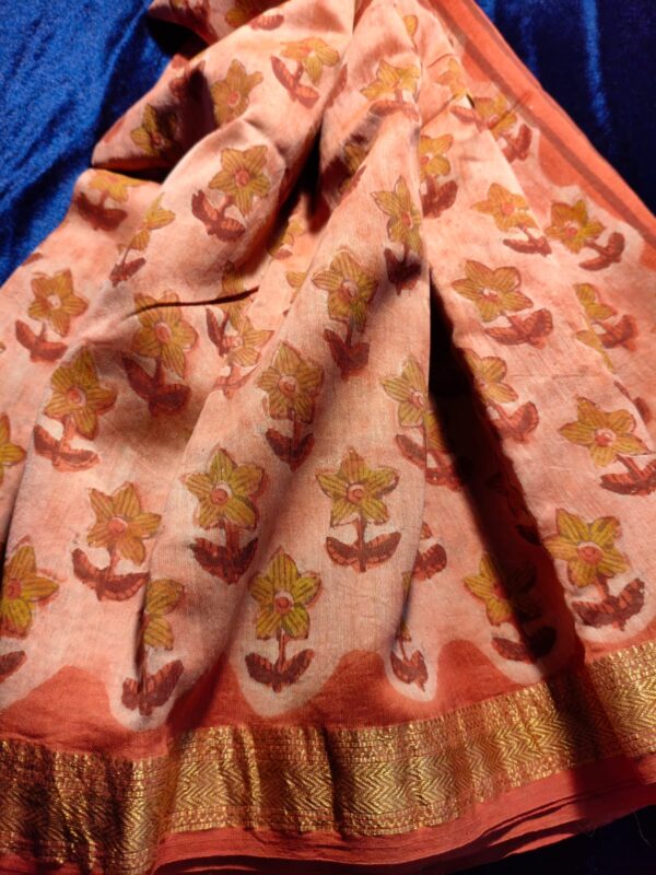 HANDBLOCK PRINTED COTTON SILK SAREES WITH MAHESHWARI BORDER - Image 3