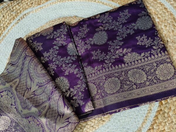 SEMI KATAAN SILK JAAL WORK SAREES.. - Image 4