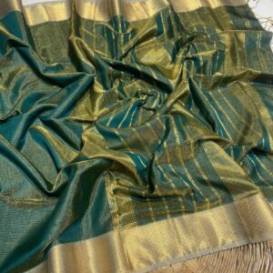 Teal Green with Gold Zari Border