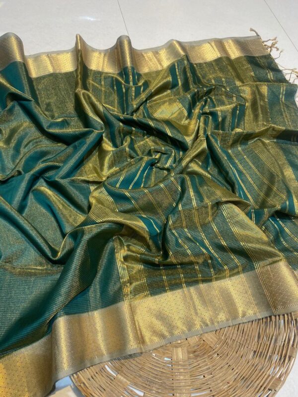 Teal Green with Gold Zari Border